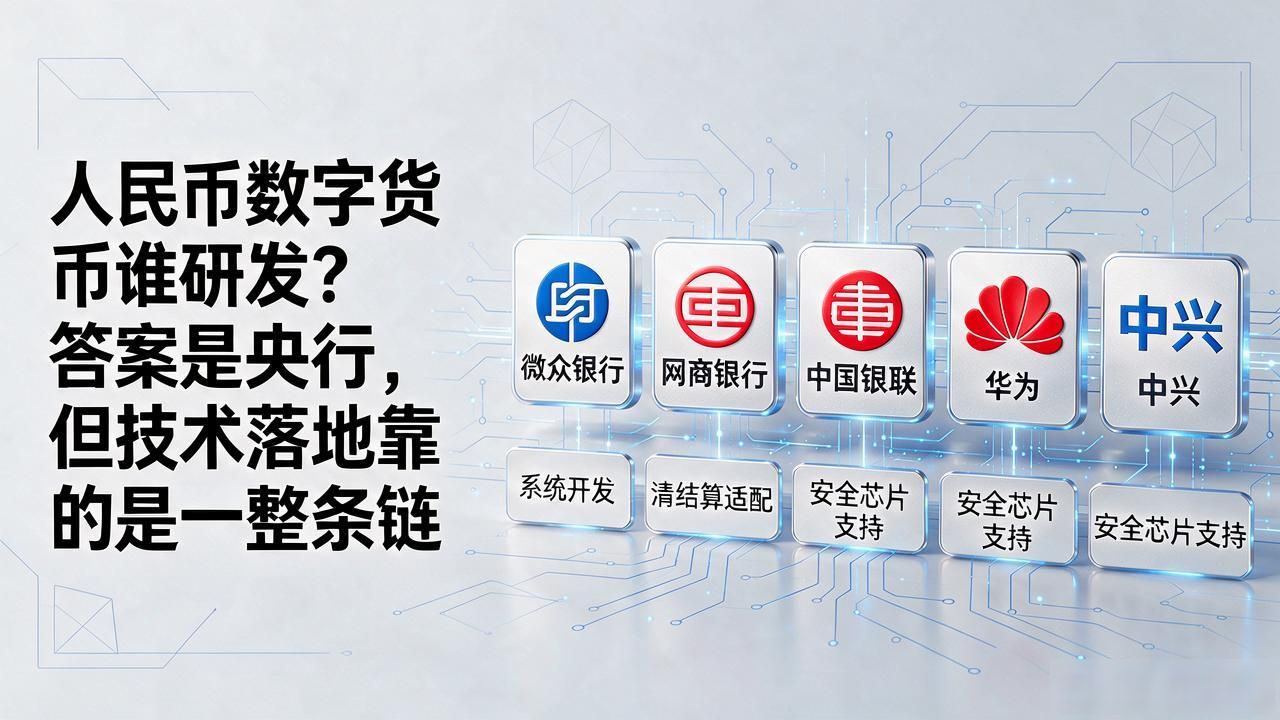 人民币数字货币谁研发？答案是央行，但技术落地靠的是一整条链