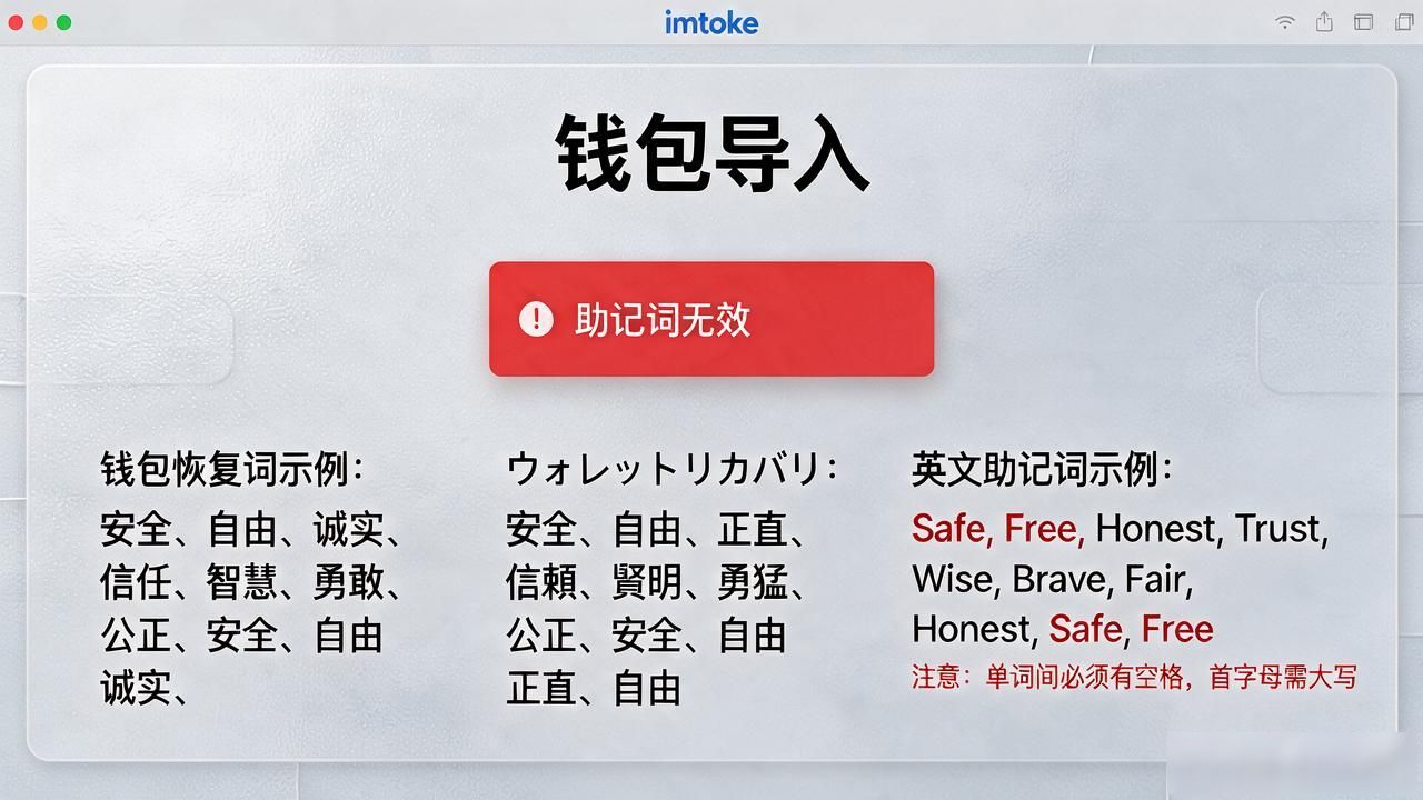 imtoken助记词显示无效，导入钱包卡住了多半是这几个原因